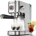 Spacekey Silver Espresso Machine with Milk Frother, 20 Bar Compact Coffee Maker for Home, 39oz Removable Water Tank