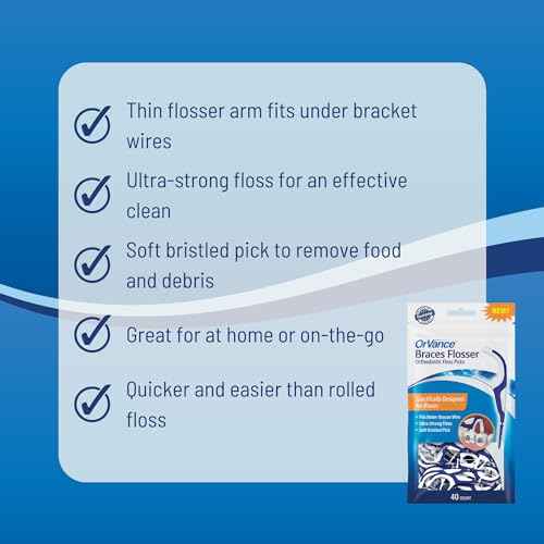 OrVance Braces Flosser - Designed for Braces for an Easy & Effective Clean, Ultra Strong Floss - 40 Count (Pack of 2)