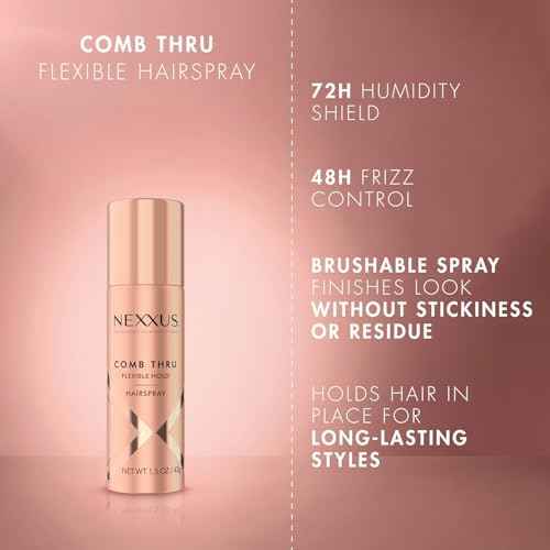 Nexxus Travel Hairspray and Mousse Bundle ? Comb Thru Flexible Hold Hairspray (1.5 Oz) 2-Pack + Volume Medium Hold Mousse (2 Oz) 2-Pack, Anti-Humidity, Frizz Control, Rose Fragrance
