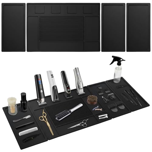 Magnetic Barber Mat with 4 Magnets & Tool Organizer