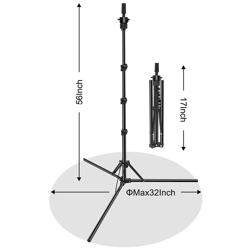LANENQJP Foldable Mannequin Head Stand, Upgrade Adjustable Wig Stand Tripod, Metal Mannequin Stand for Cosmetology Hairdressing Training