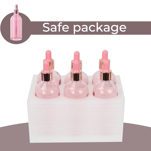Pink Glass Dropper Bottles 4oz - 6 Pack Essential Oil Tincture Bottles