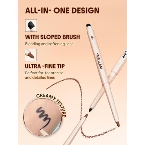 SHEGLAM Gel Glide Eyeliner Pencil Creamy Waterproof Smudgeproof Longwearing Eyeliner-Black (Pack of 2)