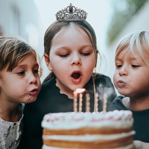 CIEHER Black Crown Cake Topper for Girls - 1.96" Tiara Decoration