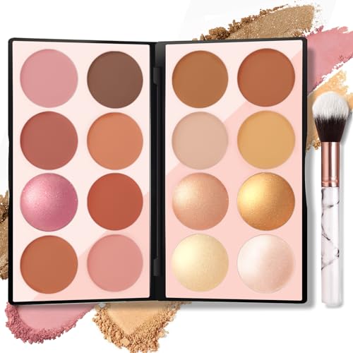 NewBang 16 Colors Blush Contour Highlighter Palette with Brush