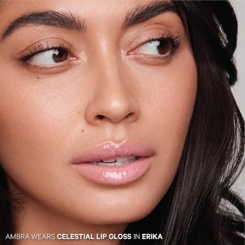 Kevyn Aucoin Celestial Lip Gloss, Erika (creamy semi-sheer pink): Light reflecting shine & sheer. Precision makeup artist applicator. Hydrating, non-stick formula. Multi-dimensional 3D plumping effect