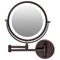 OVENTE 9" Lighted Wall Mount Makeup Mirror with 1X/7X Magnification, Cordless Double Sided Magnifying Round Vanity Mirror, 360¡Æ Swivel Design, Extendable and Folding Arm, Antique Bronze MFW85ABZ1X7X