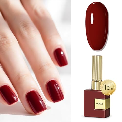 Dowos Burgundy Gel Nail Polish 15ML Same Color & Bottle Soak Off Manicure