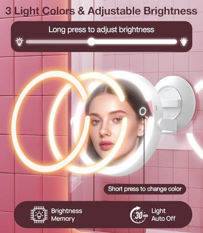 10X Magnifying Mirror with Light, Wall & Desk Makeup Mirror