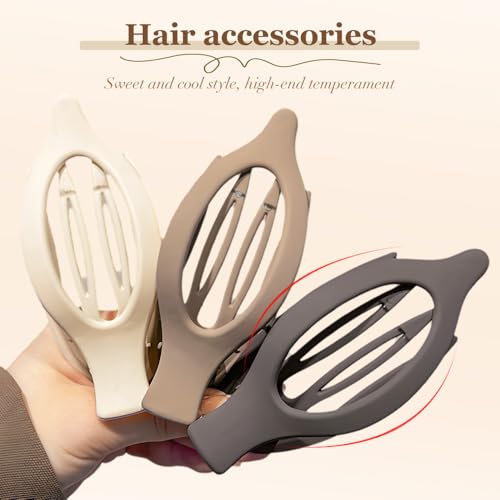 AprYew 3PC Flat Claw Hair Clips for Women - Non-Slip Stylish Hair Accessories