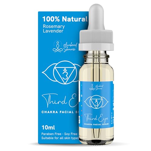 Third Eye Chakra Facial Serum Essential Oil Blend, Natural & Organic Moisturizing Serum for Face with Sunflower, Argan, Apricot, Rosemary, Lavender Oils for Spiritual Journey, Peace, Deeper Connection