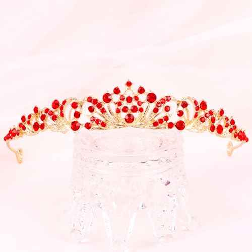 TOBATOBA Red Tiara Crowns for Women Girls Queen of Heart Crown Wedding Tiara Princess Tiara for Wedding Prom Quinceanera Birthday Crown Halloween Hair Accessories