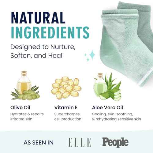 Dr. Frederick's Original Moisturizing Heel Socks for Dry Cracked Heels Treatment - Infused with Olive Oil, Aloe Vera Oil and Vitamin E - 2 Pairs - Stocking Stuffers for Adults - Green Aloe