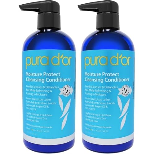PURA D¡¯OR Moisture Protect Cleansing Conditioner (16oz) Detangles & Restores Hair with Argan Oil,Lavender,No Sulfate,All Hair Types,Men & Women (Packaging may vary),(Pack of 2)