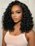 KLAIYI Water Wave Bob Wig - 14 Inch Glueless Human Hair