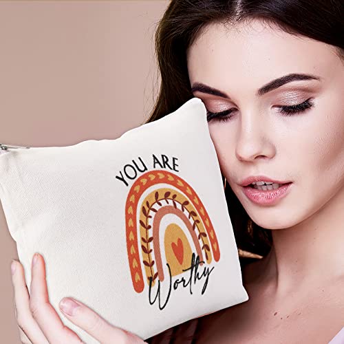Coume 10-Pack Inspirational Canvas Makeup Bags - Colorful Travel Pouches