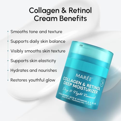 MAREE Eye Gels & Collagen Moisturizer Face Cream Bundle - Under Eye Gels for Puffy Eyes and Dark Circles, Anti Aging Face Cream with Hydrating Effect - Marine Collagen & Hyaluronic Acid, Retinol