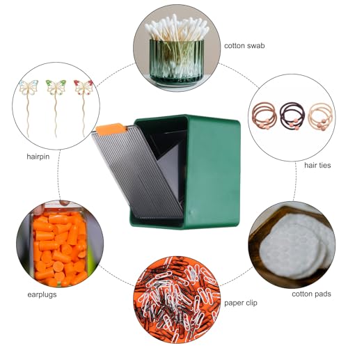 uxcell Green Grey Wall-Mounted Cotton Swab & Makeup Sponge Holder with 2 Compartments