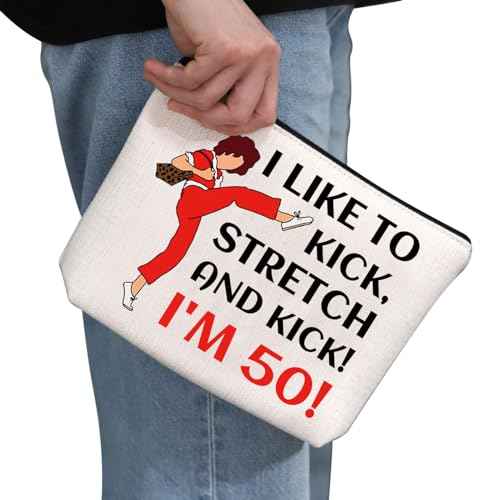 G2TUP TV Show Inspired Gift I Like To Kick I'm 50 Makeup Bag Fun Skit Lover Cosmetic Bag TV Show Characters Fans Gift (I Like To Kick I'm 50 MB)