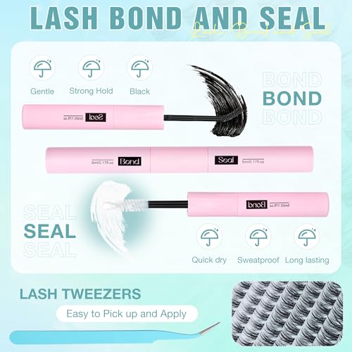 Manga Lash Clusters Kit Fairy Eyelash Clusters Kit Wispy Lash Extension Kit 8-16MM Anime Eyelash Extension Kit Natural Lashes Clusters Spiky Individual Lashes with 2-IN-1 Lash Bond&Seal and Tweezers