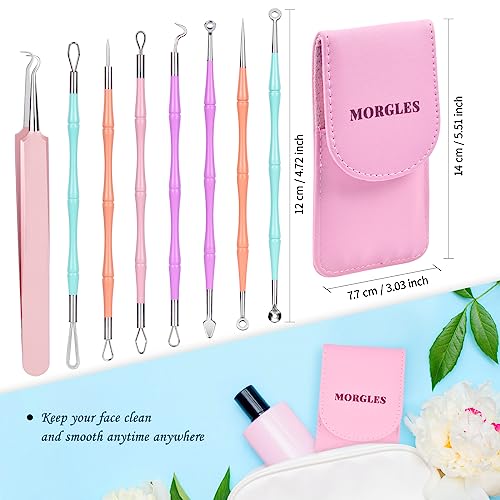 MORGLES Pimple Popper Kit, 8-Piece Acne Extractor Tools with Case