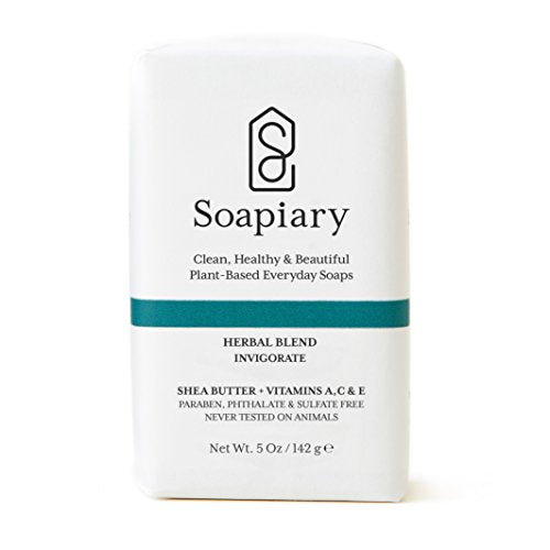 SOAPIARY Luxury Triple Milled Soap Bar - Natural Vegan Plant-Based Hypoallergenic Bath Soaps – Herbal Blend, Single Bar