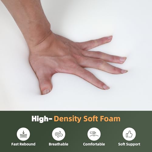 FAHKNS Lash Bed Topper Milky White 70.8 x 23.6 in Ergonomic High-Density Foam