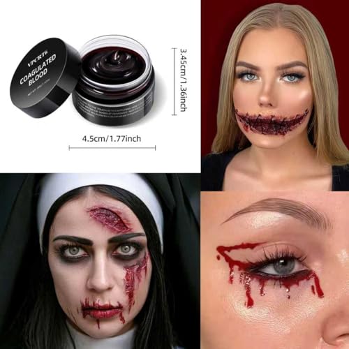 Professional SFX Makeup Kit - Special Effects Makeup Set with Scar Wax, Coagulated Blood, Black Tooth Paint, Sponges for Halloween, Theatre, Cosplay