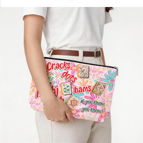 Boho Floral Mahjong Tile Bag - Durable Makeup Organizer