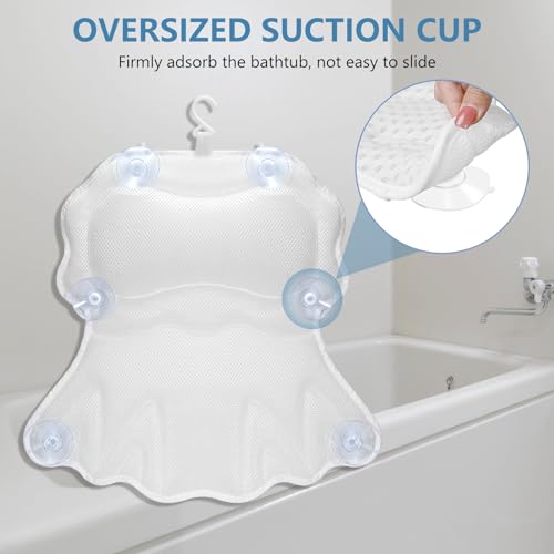 SetSail Bath Pillow - Ergonomic Neck & Back Support, 6 Suction Cups