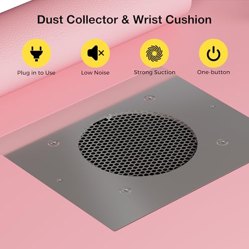 Kikihouse Manicure Table with Electric Dust Collector & Wrist Rest
