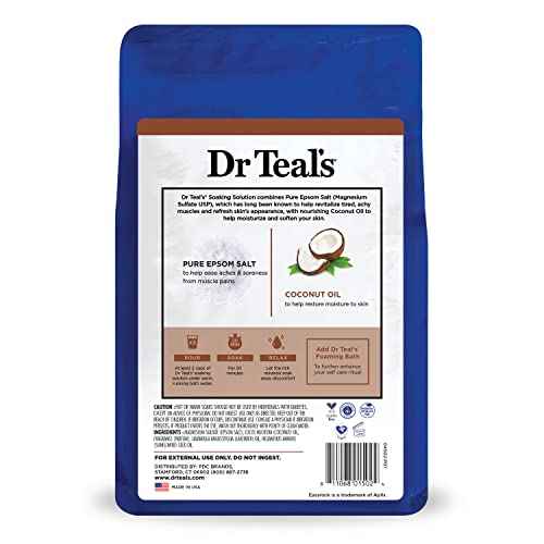 Dr Teal's Epsom Salt Magnesium Soak, Nourish & Protect with Coconut Oil, 3 lbs (Pack of 4)