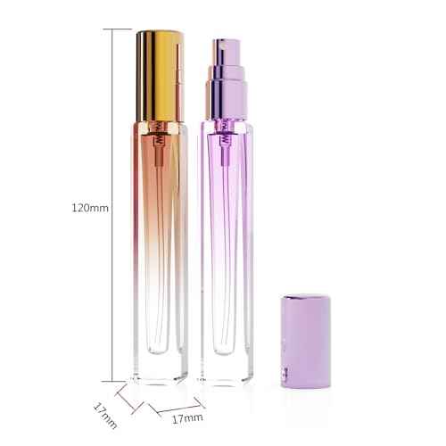 5PCS 10ml Glass Refillable Travel Perfume Atomizer Bottles,Mini Empty Cologne Spray Bottle,Pocket Size Sprayer Portable for Travel and Sample Container Toiletries Dispenser