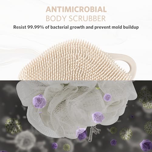 Silicone Body Scrubber for Sensitive Skin with Lathering Bristles