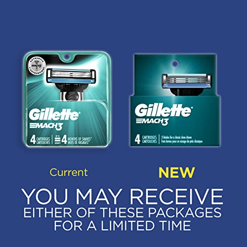 Gillette Mach3 Razor Refills for Men, 4 Razor Blade Refills (Pack of 2)