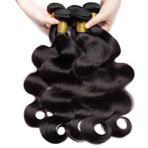 Body Wave Human Hair Bundles Brazilian Virgin Body Wave Bundles Unprocessed Weave Human Hair 3 Bundles Natural Black Color Hair Extensions for Black Women
