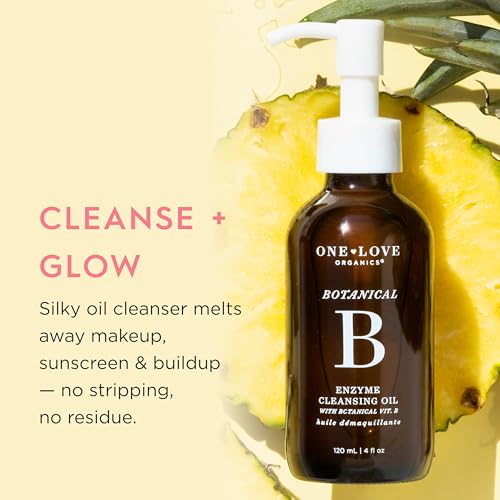 One Love Organics Botanical B Enzyme Cleansing Oil ? Hydrating Oil Cleanser for Double Cleansing, Makeup Remover for Face, Cruelty Free 4 oz