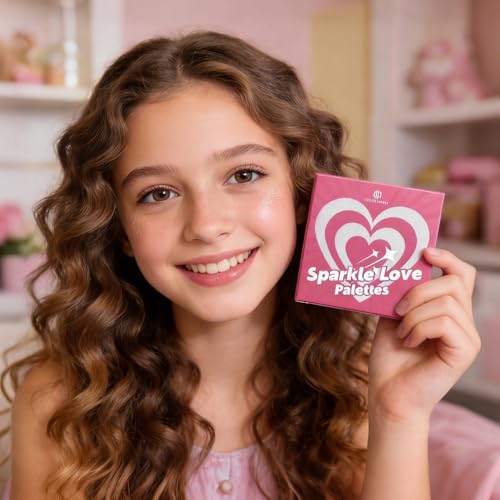 Color Nymph SPARKLE LOVE Palettes - Face & Cheek Makeup Palette?Blush, Bronzer & Highlighter Make Up for Teens Girls Tweens with Gentle & Silky-smooth Formula, Vegan & Talc-free (Pink)