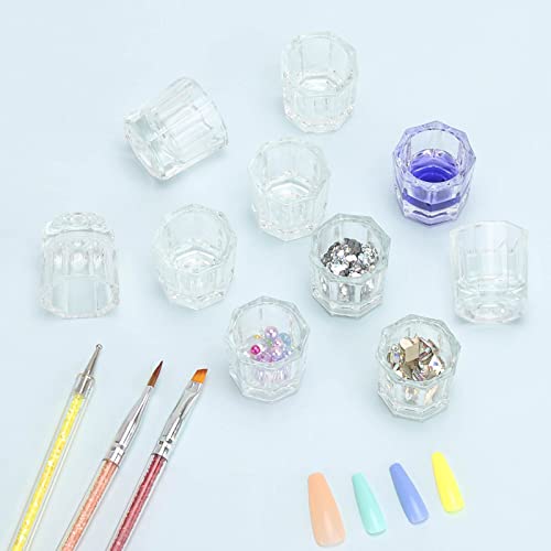 10 Pcs Glass Dappen Dish Cups Small Nail Bowl Monomer Dish Acrylic Liquid and Powder Holder Dapping Dish for Acrylic Nails