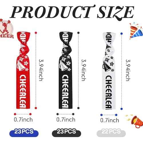 Taiyin 68 Pcs Cheer Hair Ties Bulk Cheer Bracelets Cheerleader Gifts Motivational Gifts Wristbands for Cheer Squad Party Favors, Pom Design(Multicolor)