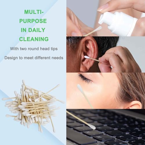YILEAITECH Bamboo QTips 400 Count Cylinder Box – Organic Cotton Buds, Plastic-Free & Biodegradable