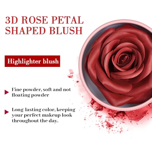 Pink Rose Petal Blush Powder – 3D Flower Makeup, Long-Lasting