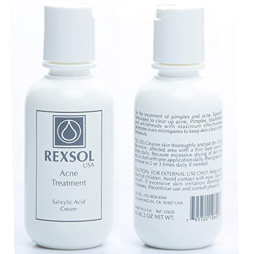 Rexsol Acne Treatment Cream Salicylic Acid Cream | Fights all causes of acne | Contains the most effective ingredients | Formulated with Salicylic Acid to clear up acne pimples(60 ml / 2 fl oz)