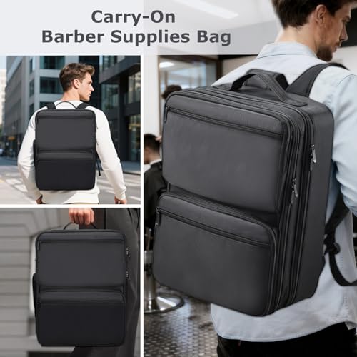 Barber Travel Backpack with Detachable Tray – 16.8in Large Capacity Organizer for Clippers & Tools