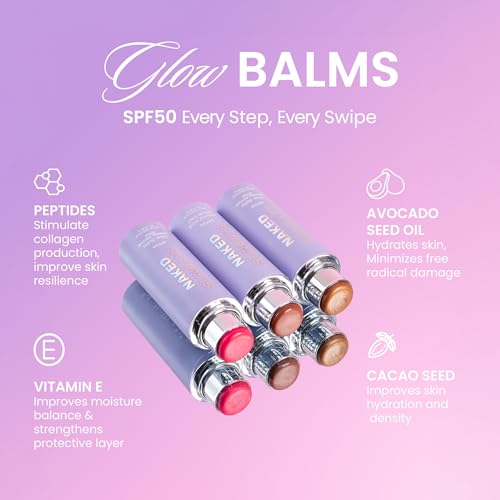 Naked Sundays Peptide Glow Mineral SPF 50 Blush Stick Pink Pop - Hydrating & Broad Spectrum Sun Protection