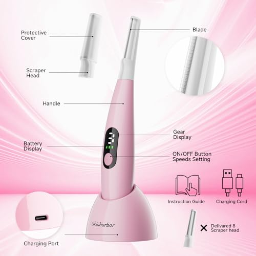Sonic Dermaplane Razor for Women Face,Women¡¯S Facial Exfoliation & Peach Fuzz Hair Removal System,Anti-Aging?3 Speeds?8 Dermaplaning Blades?Rechargeable,Sonic Dermaplaning Tool