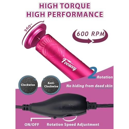 Electric Foot File Tool - Callus Remover for Feet, Professional Pedicure Machine with 60pcs Sandpaper Discs, Adjustable Speed Foot Files for Deadskin, Dry and Cracked Feet