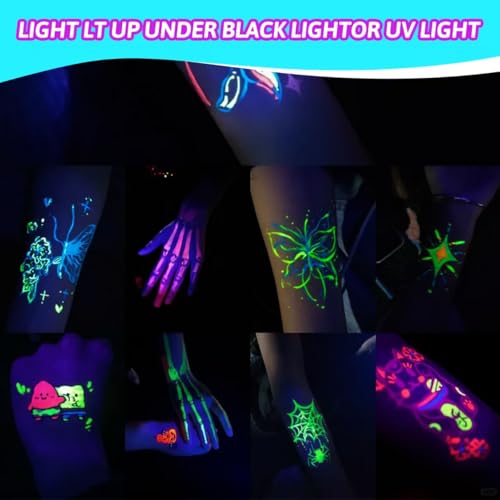 12 Pcs Neon Face & Body Paint Glow Under Blacklight