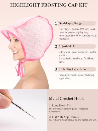 YOOVR 16-in-1 Hair Highlighting Kit with 8 Caps & Hooks