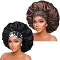 Silk Satin Bonnet for Curly Hair - 2pc Oversized Sleep Cap